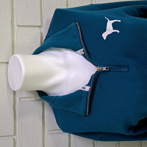 PINK Blue Quarter Zip Arm Logo's Sweatshirt. Size XS - Picture 8 of 9